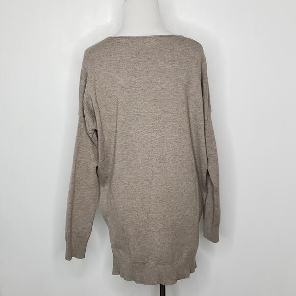 Dreamers Basic Sweater Heather Mocha Oversized Viscose Blend V-Neck Women XS - Picture 4 of 10